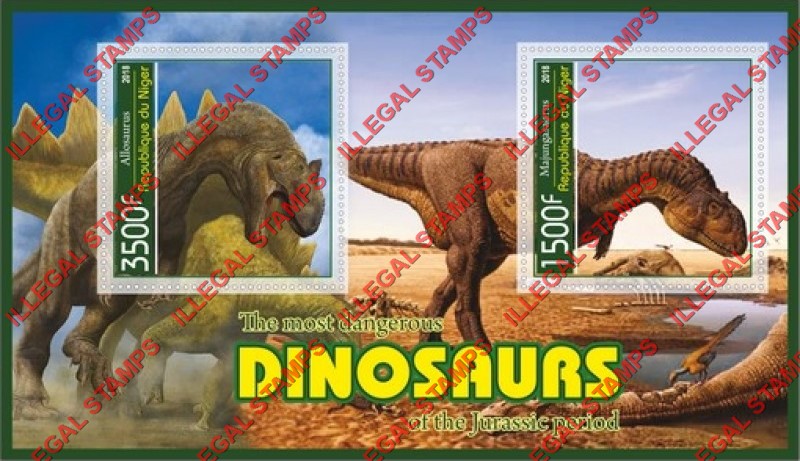 Niger 2018 Dinosaurs Illegal Stamp Souvenir Sheet of 2