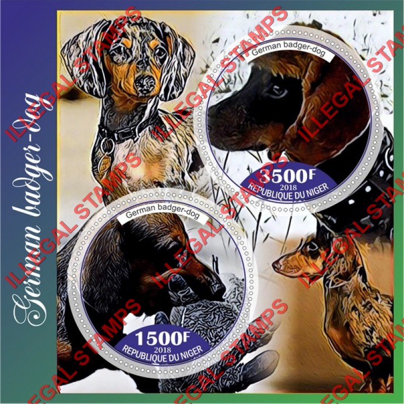 Niger 2018 Dogs German Badger Illegal Stamp Souvenir Sheet of 2