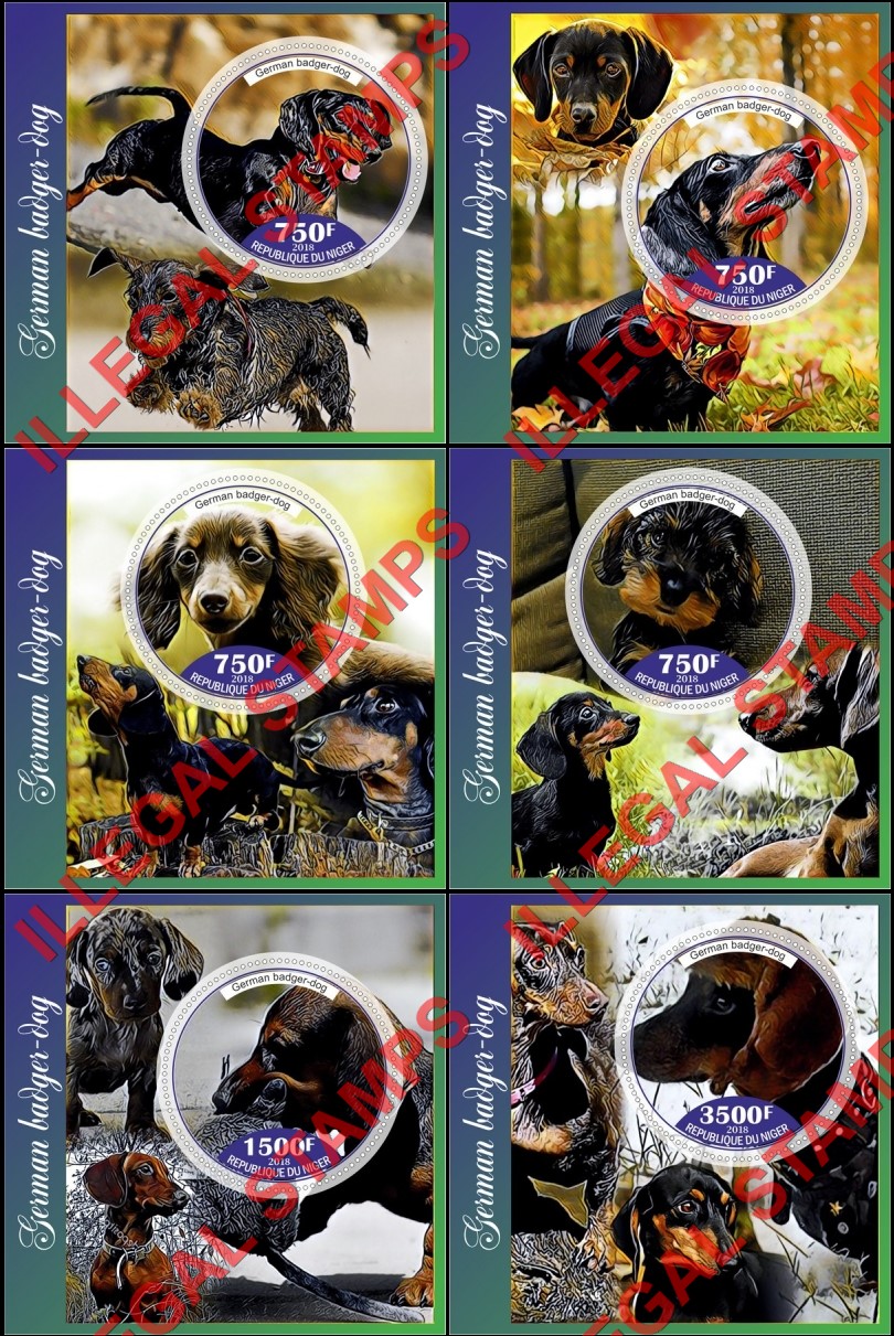 Niger 2018 Dogs German Badger Illegal Stamp Souvenir Sheets of 1