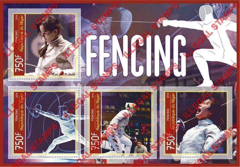Niger 2018 Fencing Illegal Stamp Souvenir Sheet of 4