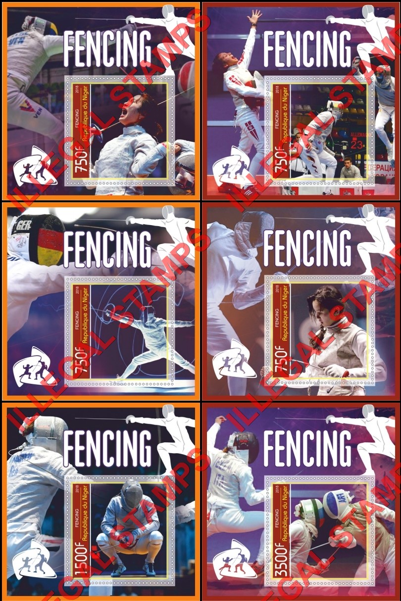 Niger 2018 Fencing Illegal Stamp Souvenir Sheets of 1