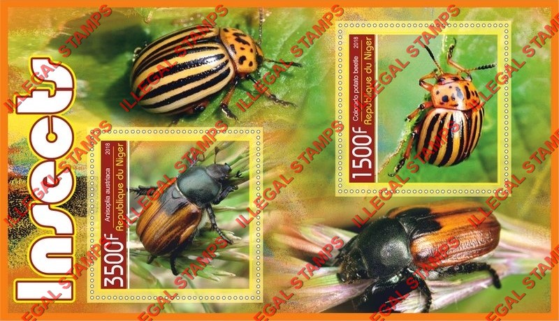 Niger 2018 Insects (different) Illegal Stamp Souvenir Sheet of 2