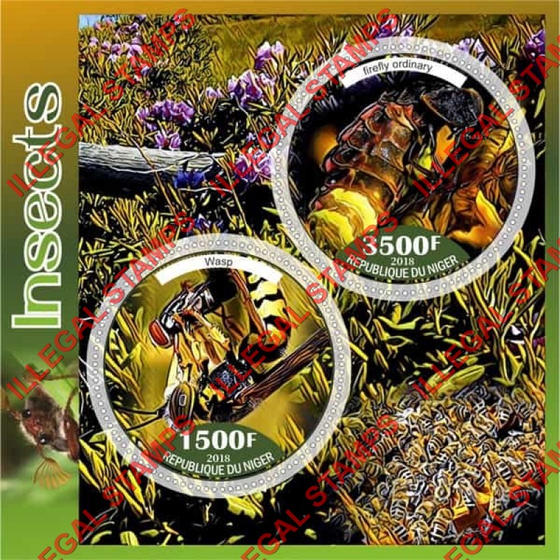 Niger 2018 Insects Illegal Stamp Souvenir Sheet of 2