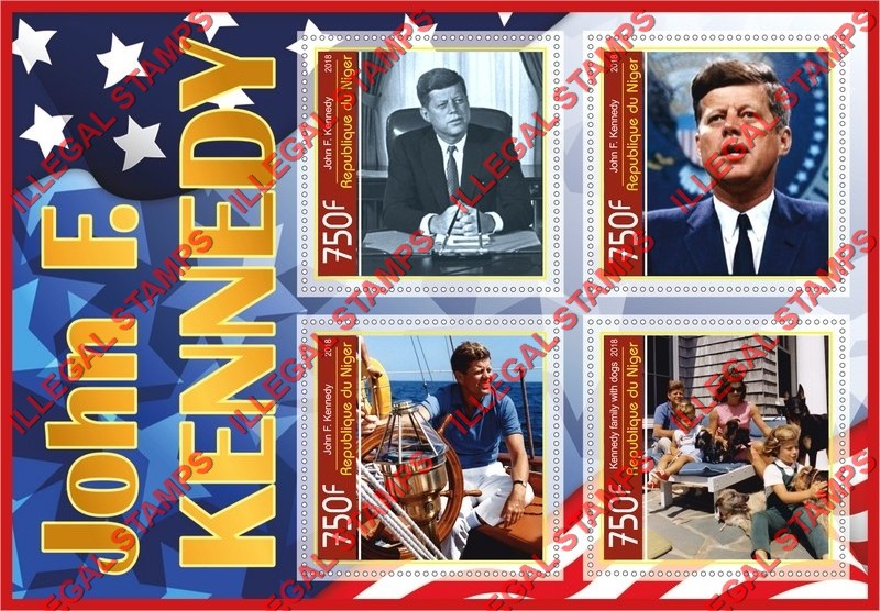 Niger 2018 John F. Kennedy (different a) Illegal Stamp Souvenir Sheet of 4
