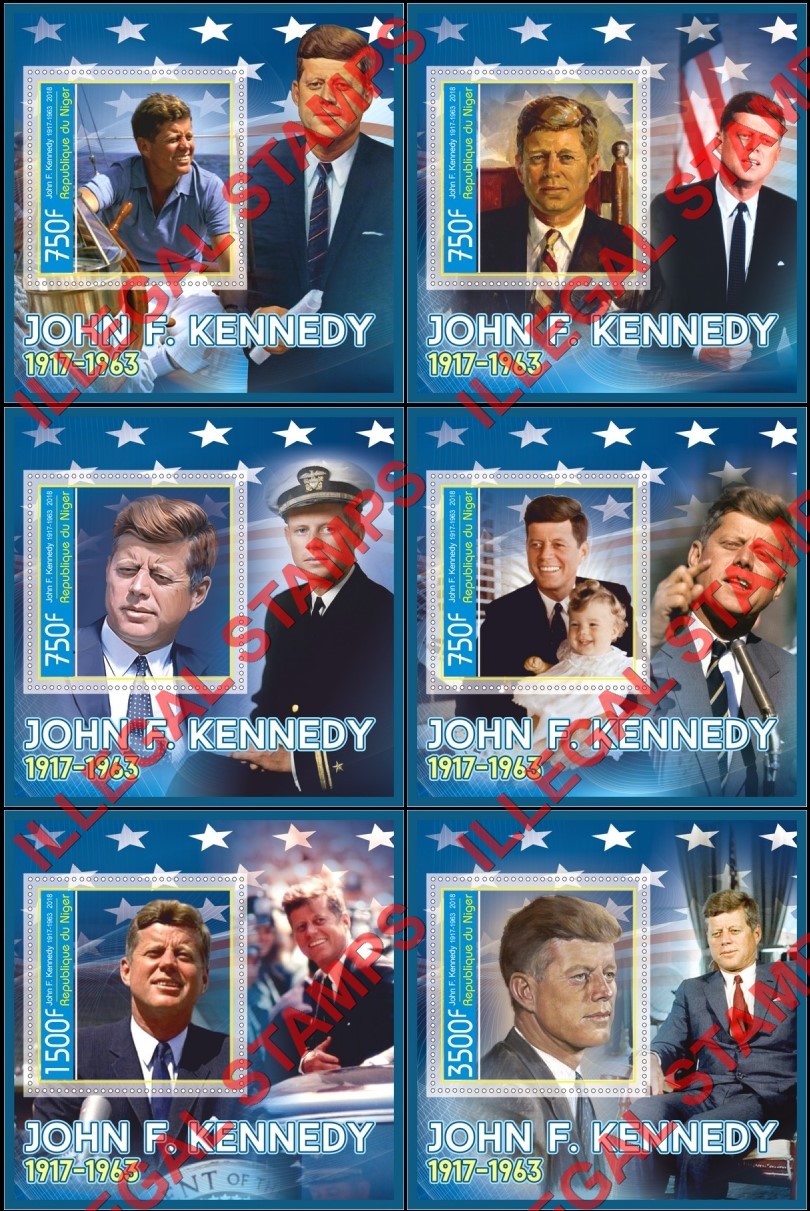 Niger 2018 John F. Kennedy (different b) Illegal Stamp Souvenir Sheets of 1