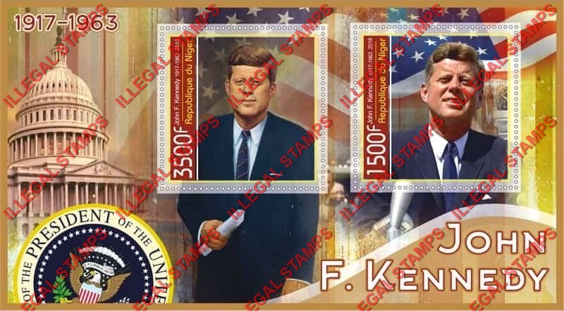 Niger 2018 John F. Kennedy (different) Illegal Stamp Souvenir Sheet of 2