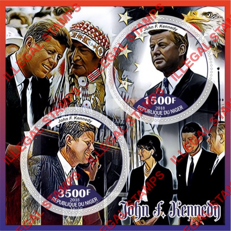Niger 2018 John F. Kennedy Illegal Stamp Souvenir Sheet of 2