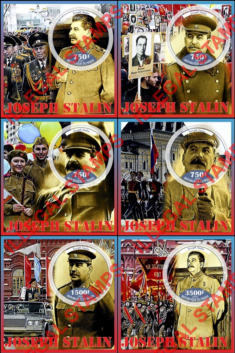 Niger 2018 Joseph Stalin Illegal Stamp Souvenir Sheets of 1
