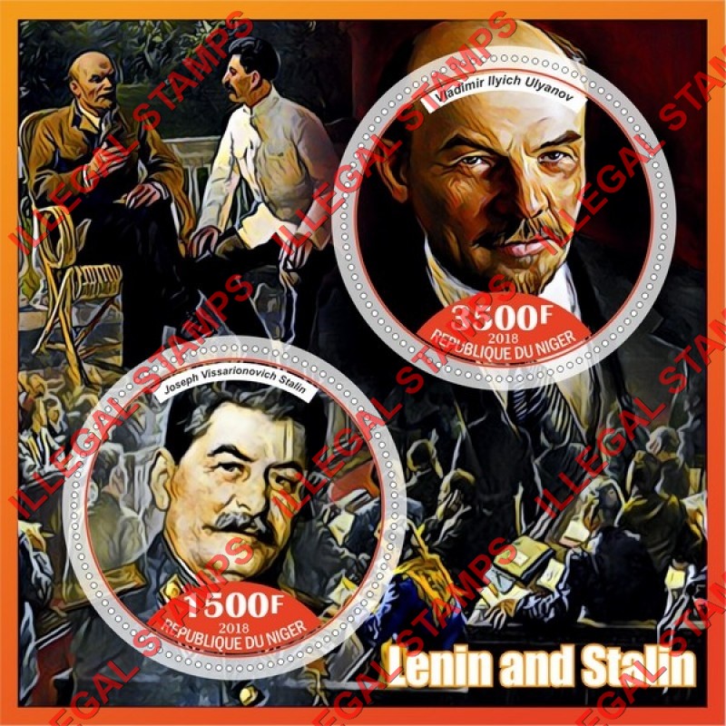 Niger 2018 Lenin and Stalin (different) Illegal Stamp Souvenir Sheet of 2
