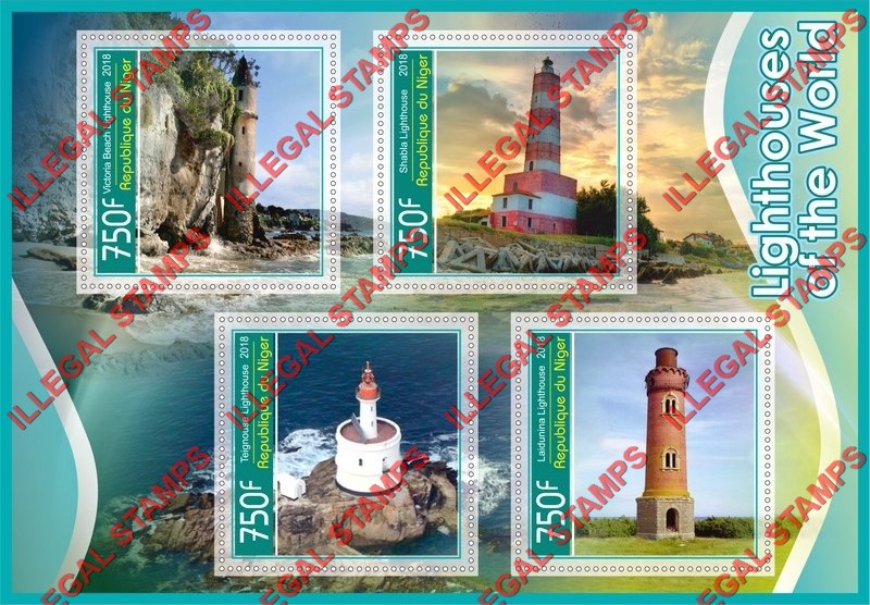 Niger 2018 Lighthouses Illegal Stamp Souvenir Sheet of 4