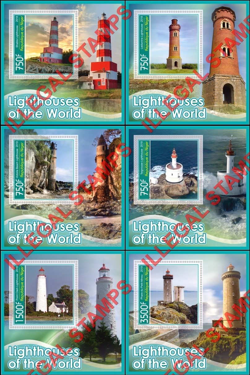 Niger 2018 Lighthouses Illegal Stamp Souvenir Sheets of 1