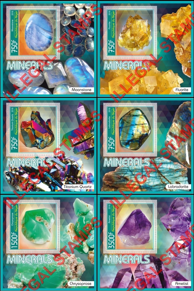 Niger 2018 Minerals Illegal Stamp Souvenir Sheets of 1