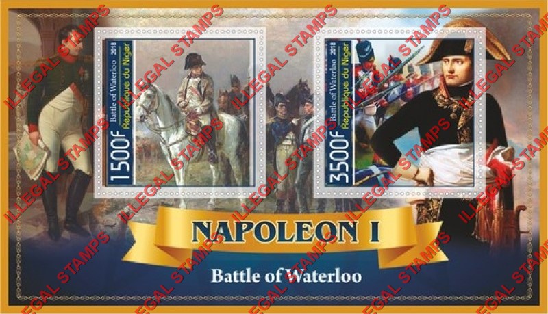 Niger 2018 Napoleon Battle of Waterloo Illegal Stamp Souvenir Sheet of 2