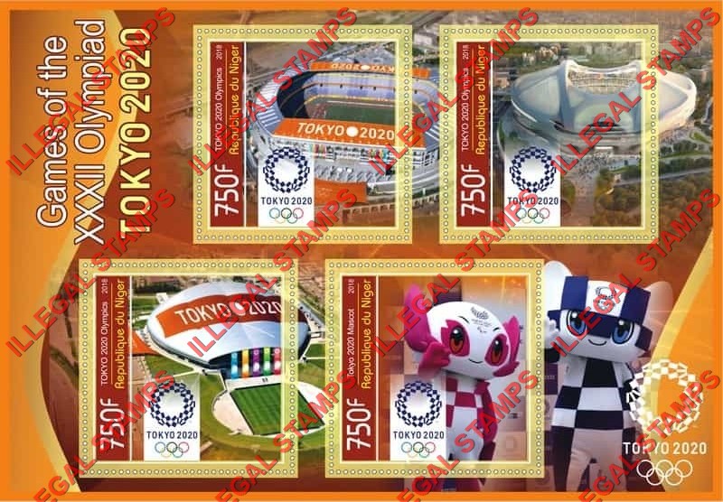 Niger 2018 Olympic Games in Tokyo 2020 Stadiums Illegal Stamp Souvenir Sheet of 4