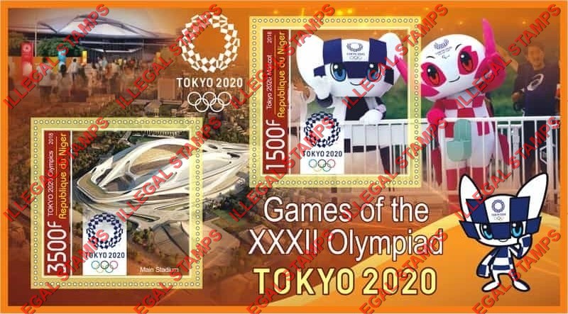 Niger 2018 Olympic Games in Tokyo 2020 Stadiums Illegal Stamp Souvenir Sheet of 2