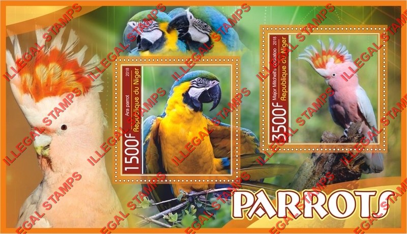 Niger 2018 Parrots Illegal Stamp Souvenir Sheet of 2
