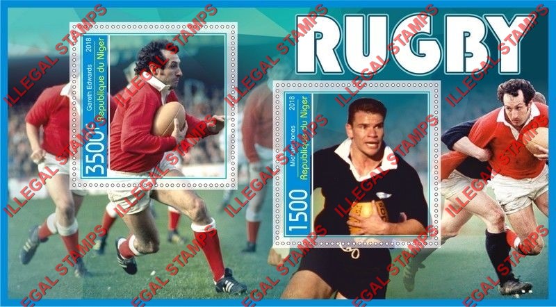 Niger 2018 Rugby Illegal Stamp Souvenir Sheet of 2