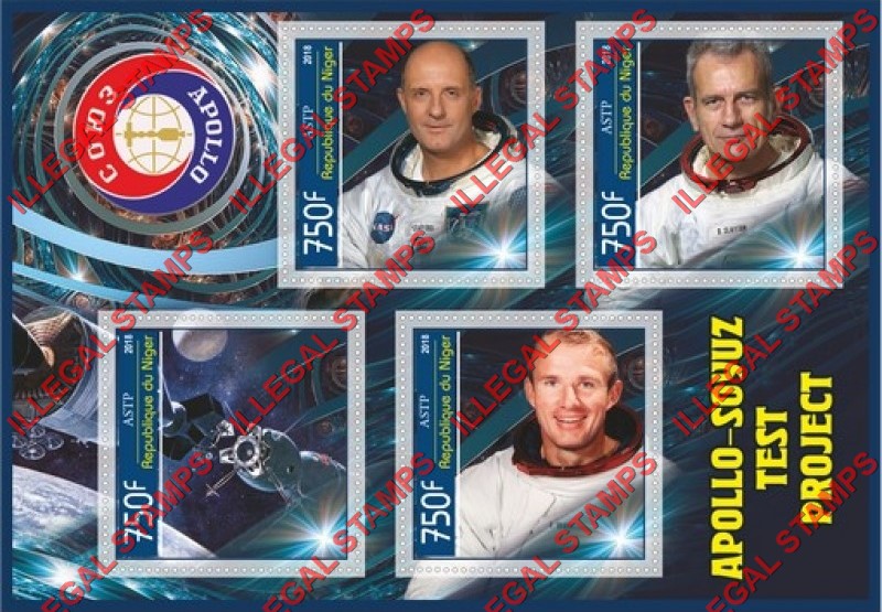 Niger 2018 Space Apollo Soyuz Test Project Illegal Stamp Souvenir Sheet of 4