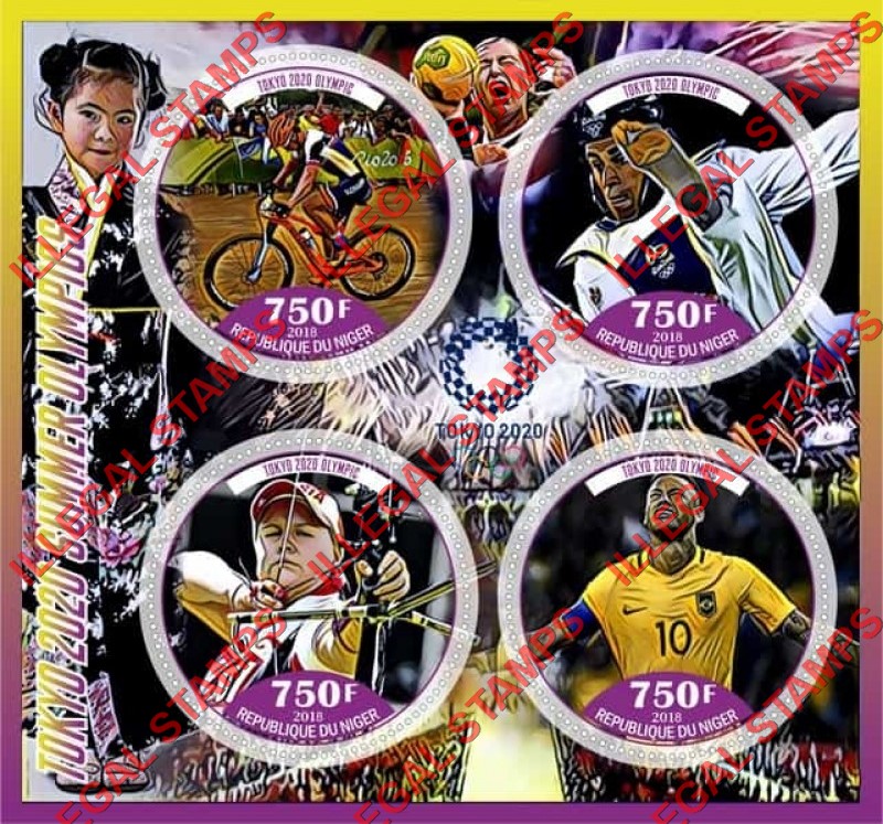 Niger 2018 Summer Olympics Tokyo 2020 Illegal Stamp Souvenir Sheet of 4