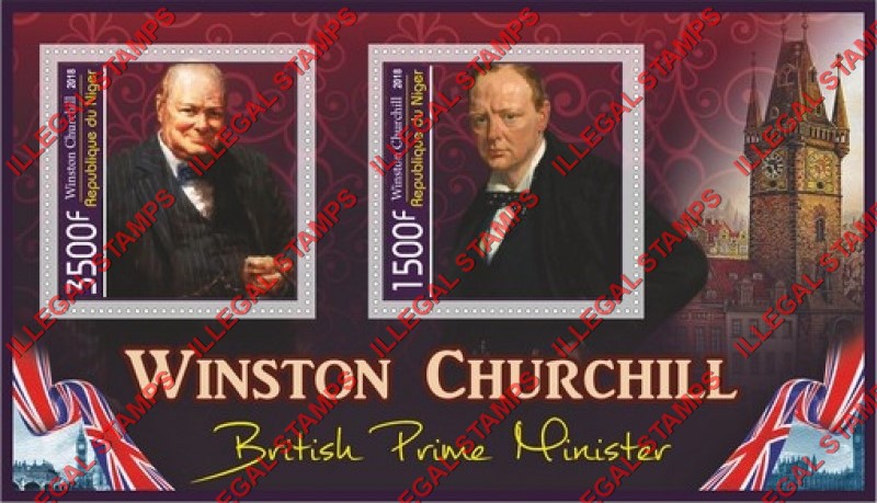 Niger 2018 Winston Churchill (different) Illegal Stamp Souvenir Sheet of 2