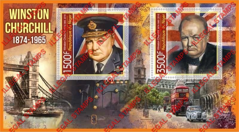 Niger 2018 Winston Churchill Illegal Stamp Souvenir Sheet of 2
