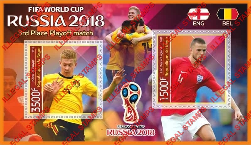 Niger 2018 World Cup Soccer Football 3rd Place Playoff Match Illegal Stamp Souvenir Sheet of 2