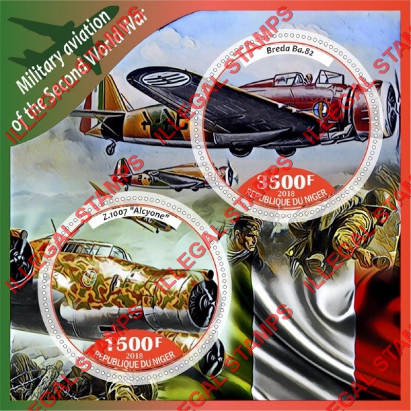 Niger 2018 World War II Military Aviation Illegal Stamp Souvenir Sheet of 2
