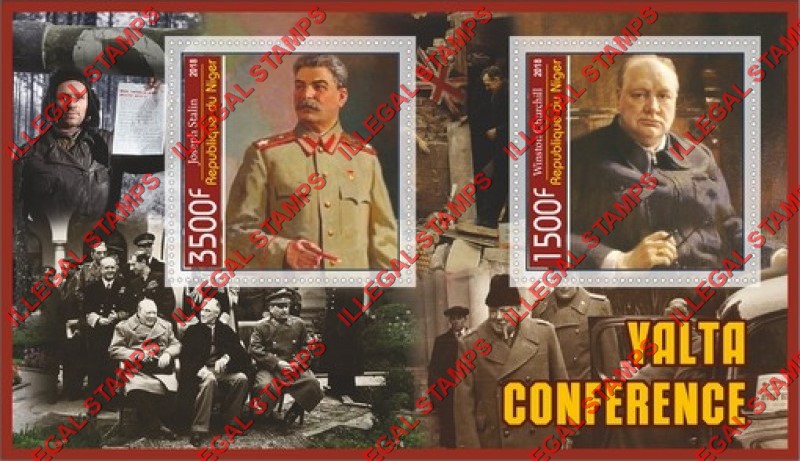 Niger 2018 Yalta Conference Illegal Stamp Souvenir Sheet of 2