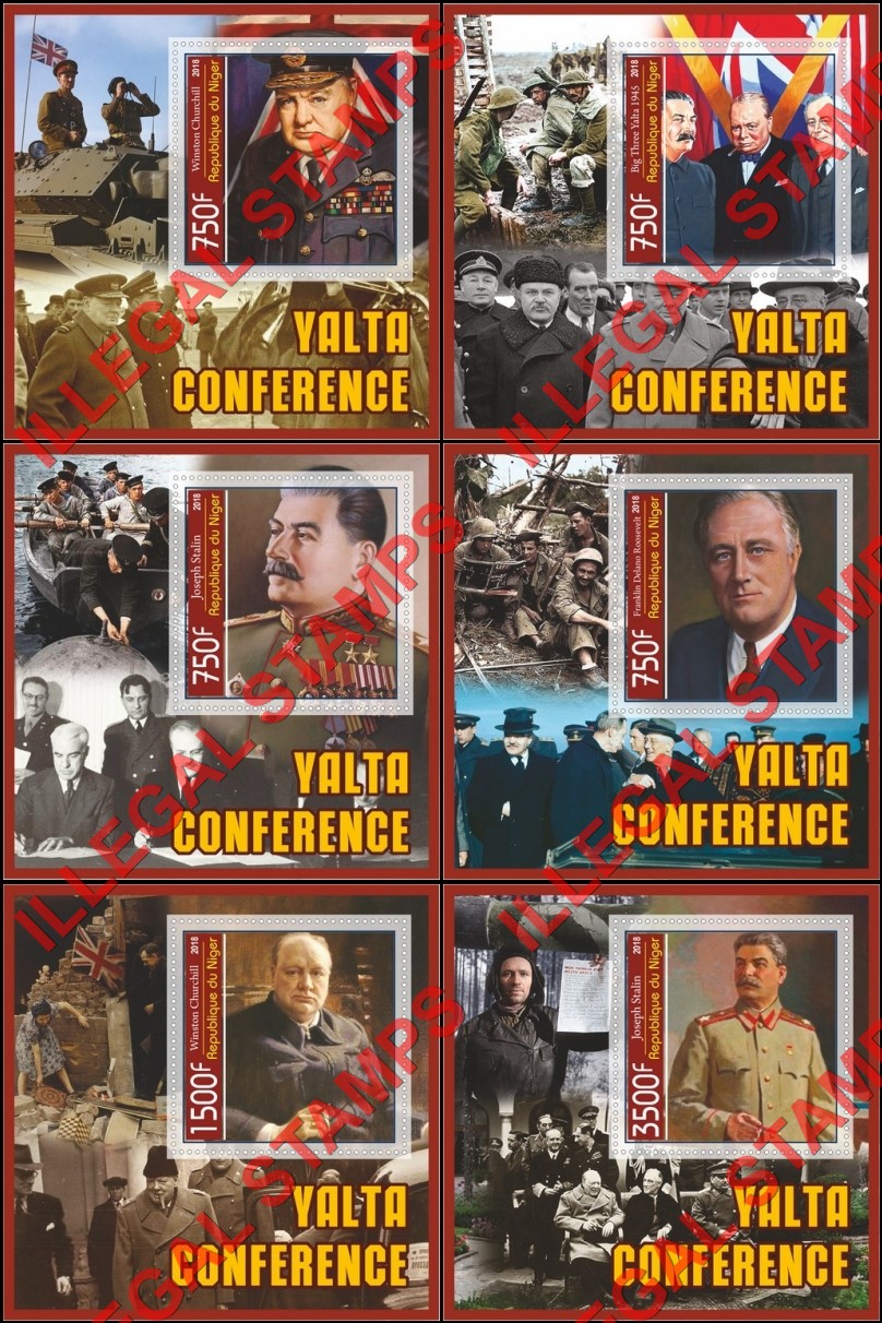 Niger 2018 Yalta Conference Illegal Stamp Souvenir Sheets of 1