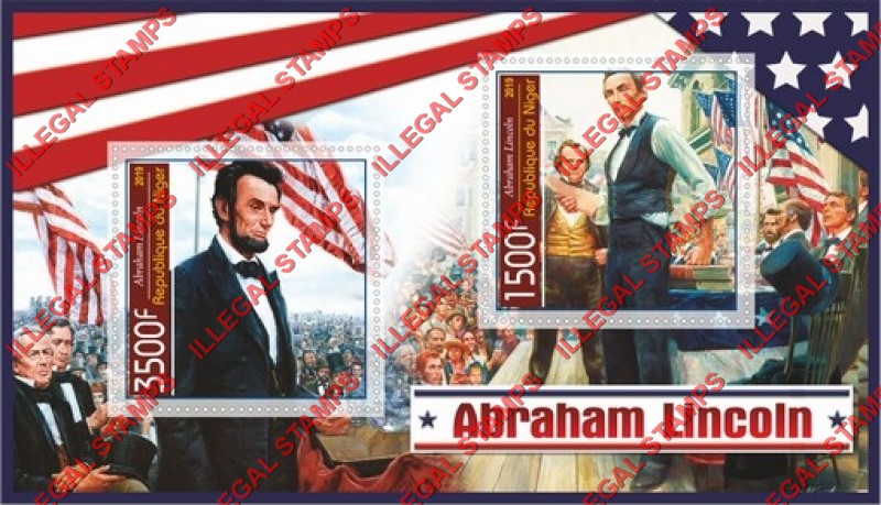Niger 2019 Abraham Lincoln Illegal Stamp Souvenir Sheet of 2