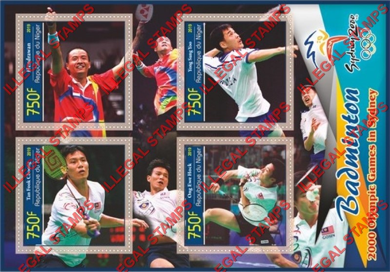 Niger 2019 Badminton Olympic Games in Sydney 2000 Illegal Stamp Souvenir Sheet of 4