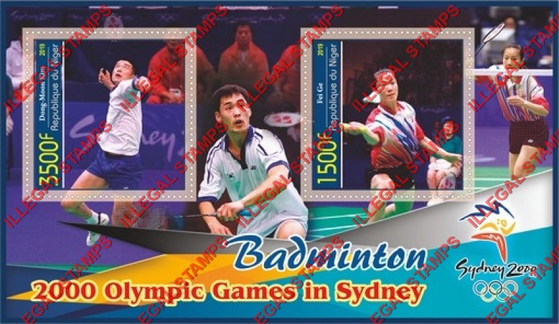Niger 2019 Badminton Olympic Games in Sydney 2000 Illegal Stamp Souvenir Sheet of 2