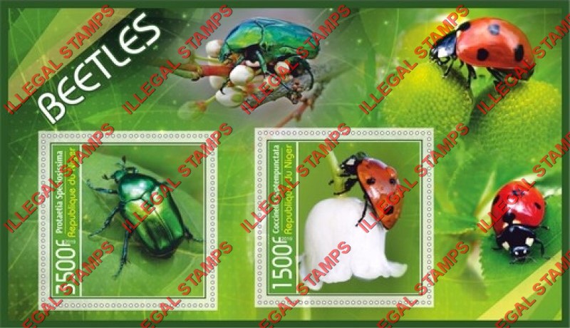 Niger 2019 Beetles Illegal Stamp Souvenir Sheet of 2