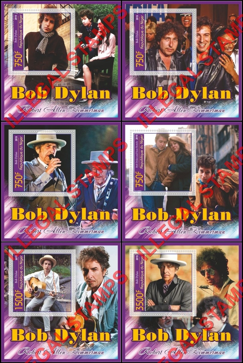 Niger 2019 Bob Dylan Illegal Stamp Souvenir Sheets of 1