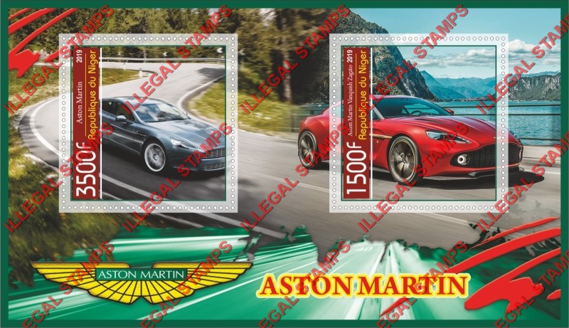 Niger 2019 Cars Aston Martin Illegal Stamp Souvenir Sheet of 2