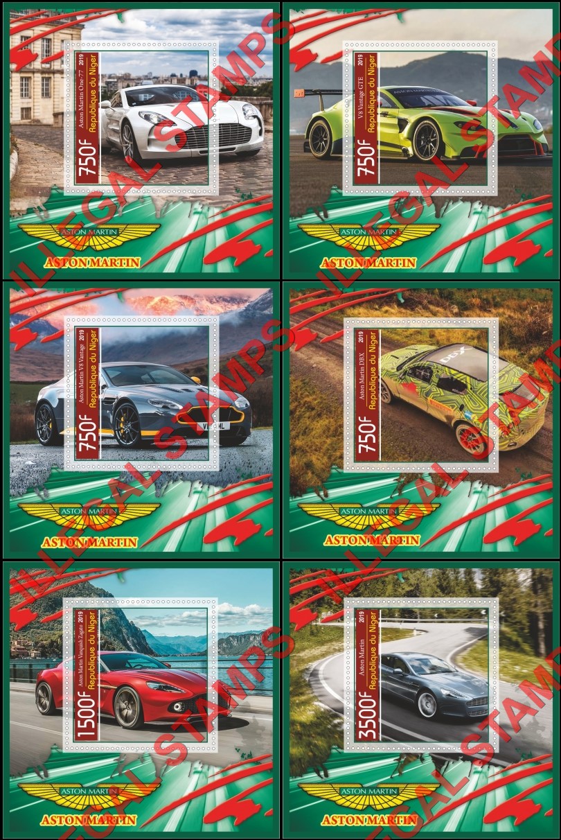 Niger 2019 Cars Aston Martin Illegal Stamp Souvenir Sheets of 1