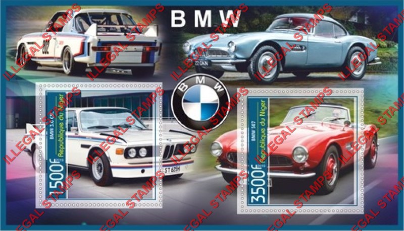 Niger 2019 Cars BMW Illegal Stamp Souvenir Sheet of 2