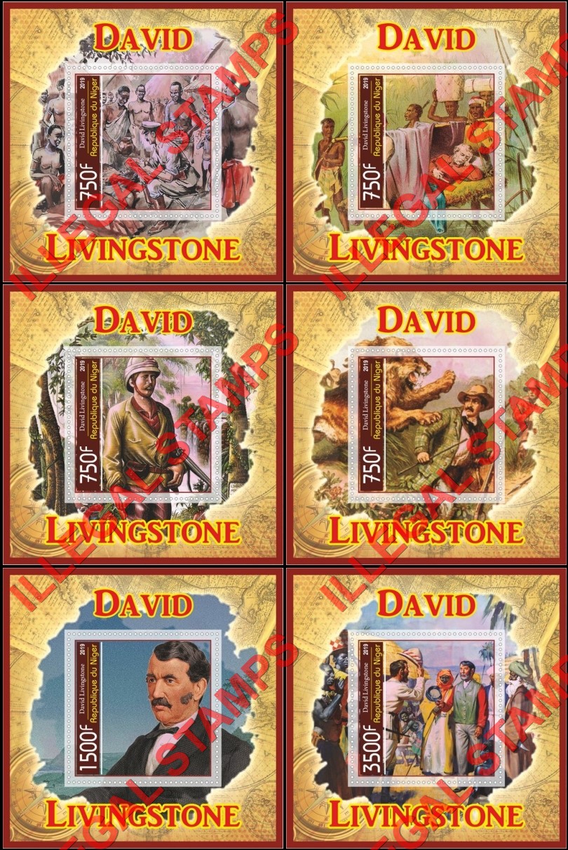 Niger 2019 David Livingstone Illegal Stamp Souvenir Sheets of 1