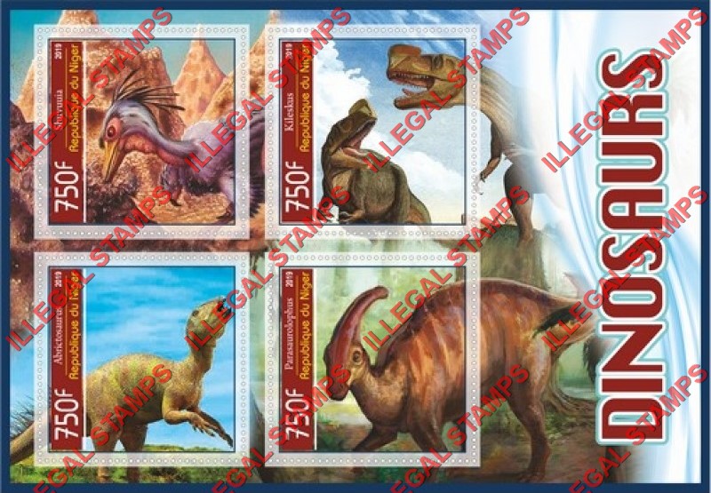 Niger 2019 Dinosaurs Illegal Stamp Souvenir Sheet of 4