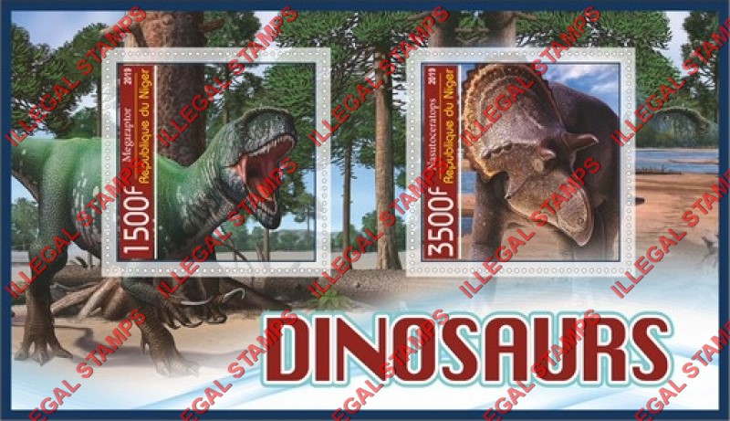 Niger 2019 Dinosaurs Illegal Stamp Souvenir Sheet of 2