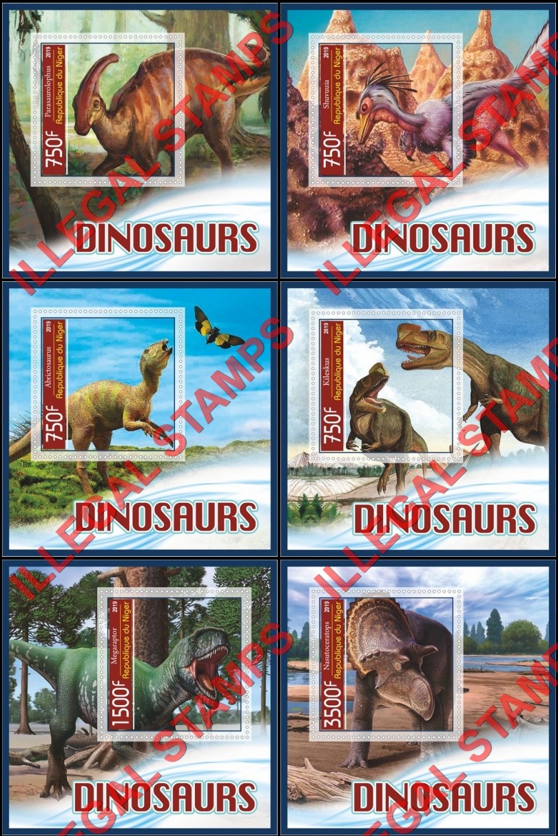 Niger 2019 Dinosaurs Illegal Stamp Souvenir Sheets of 1