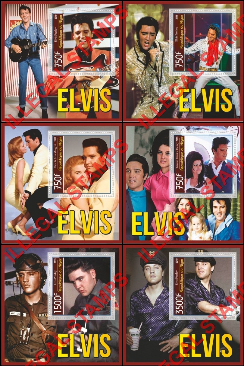 Niger 2019 Elvis Presley (different) Illegal Stamp Souvenir Sheets of 1