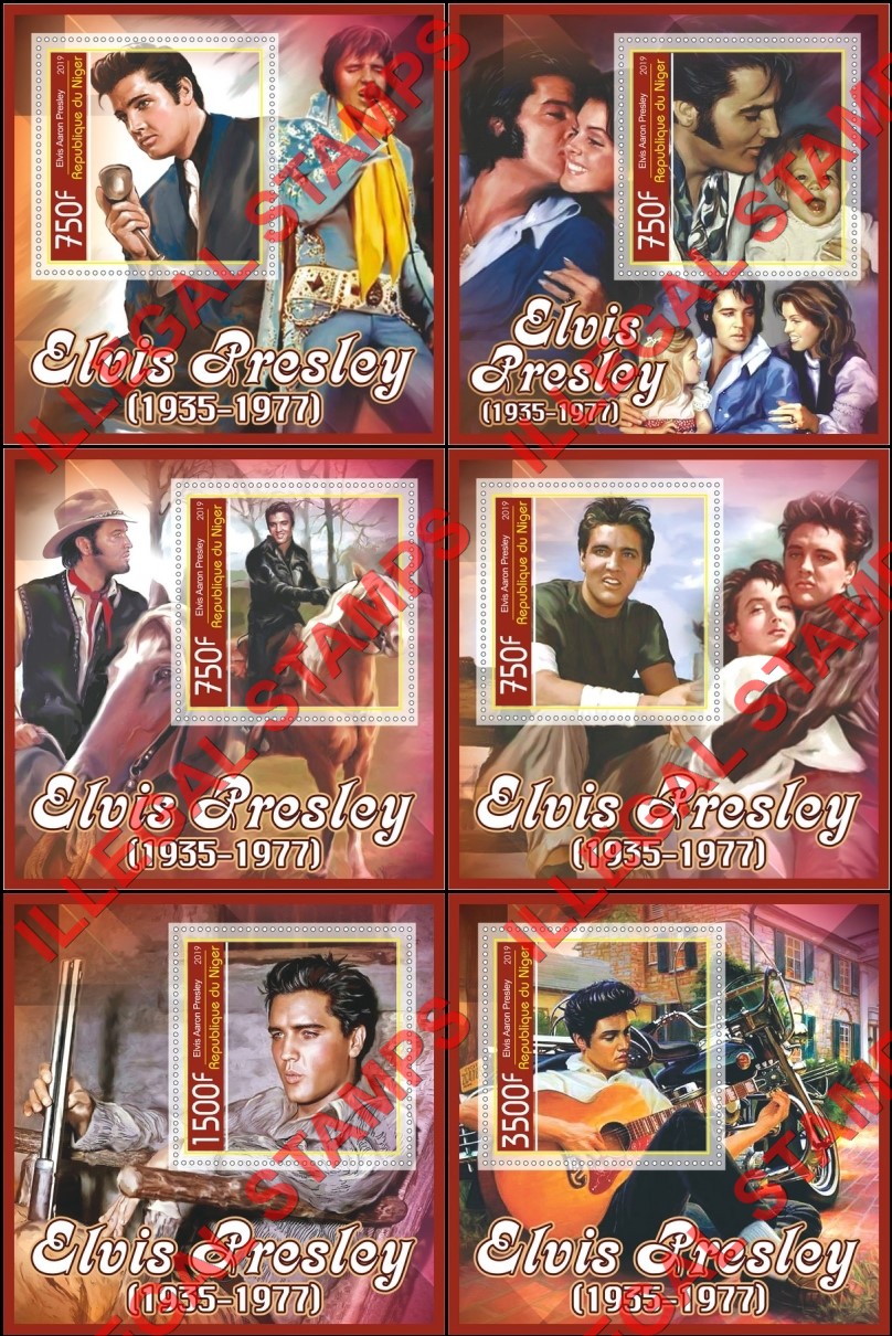 Niger 2019 Elvis Presley Illegal Stamp Souvenir Sheets of 1