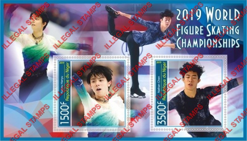 Niger 2019 Figure Skating World Championships Illegal Stamp Souvenir Sheet of 2
