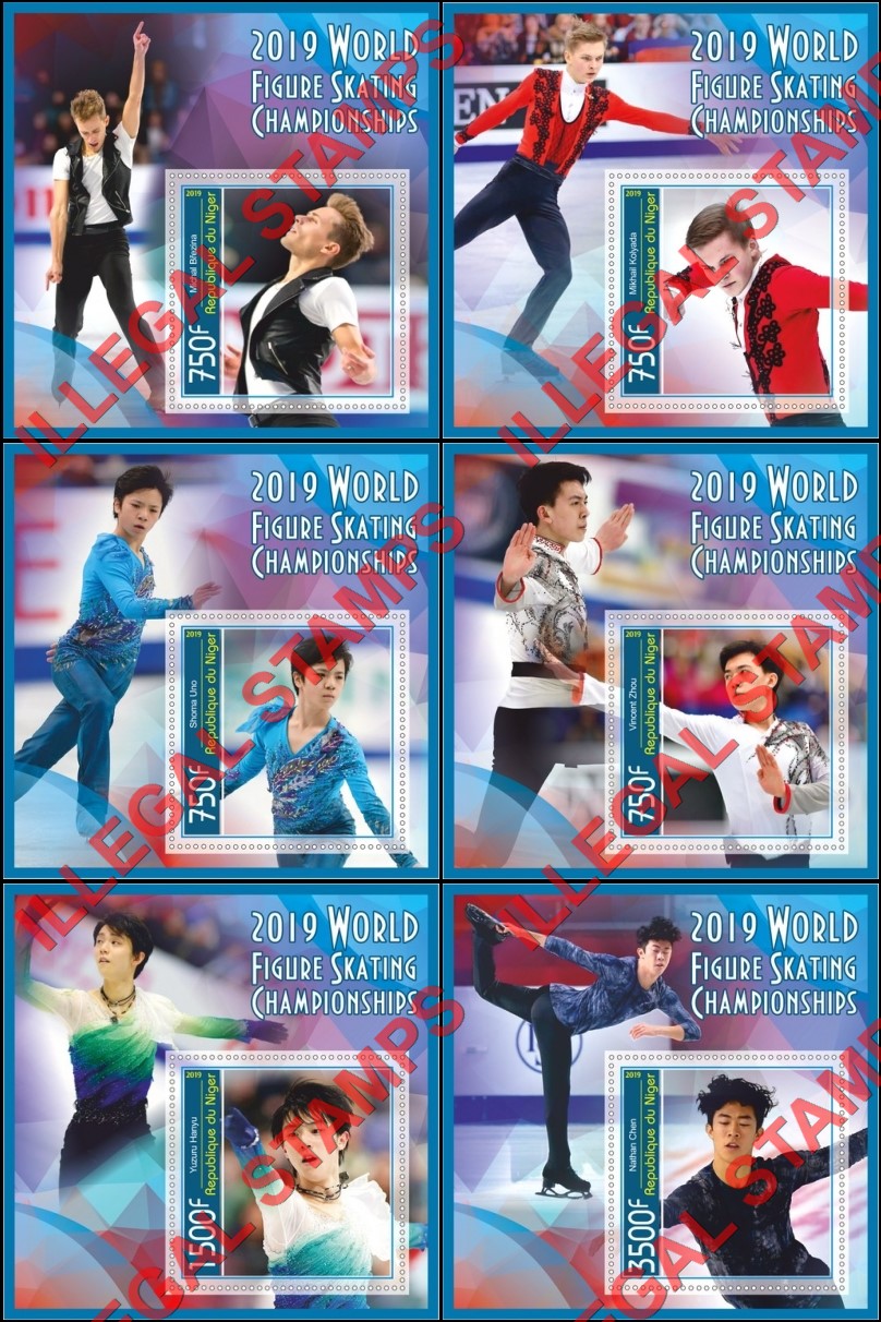 Niger 2019 Figure Skating World Championships Illegal Stamp Souvenir Sheets of 1