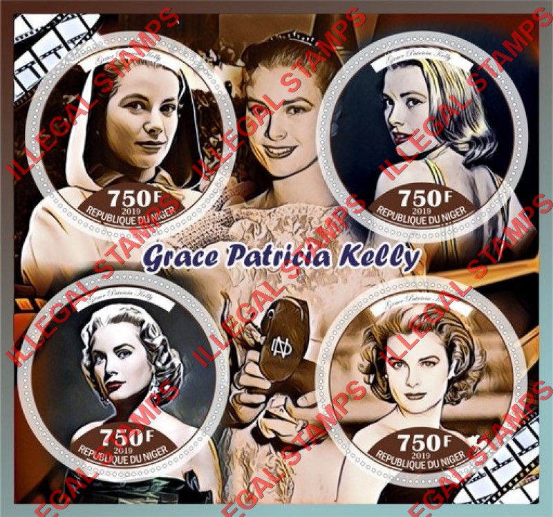 Niger 2019 Grace Kelly Illegal Stamp Souvenir Sheet of 4