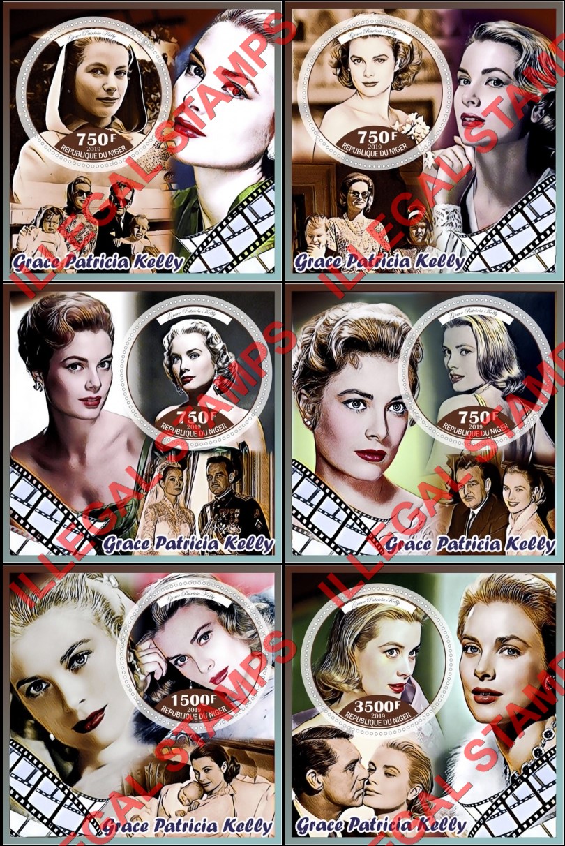 Niger 2019 Grace Kelly Illegal Stamp Souvenir Sheets of 1