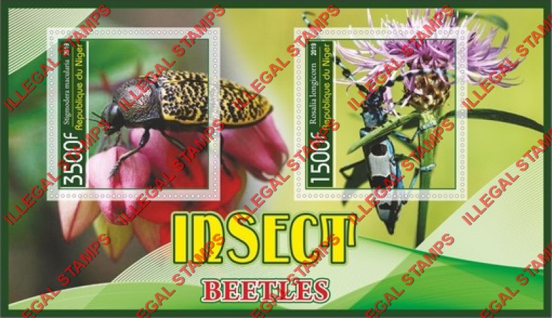 Niger 2019 Insects Beetles Illegal Stamp Souvenir Sheet of 2