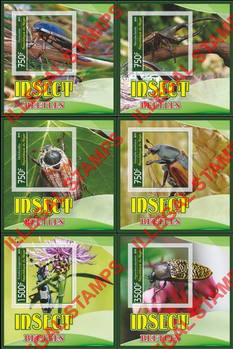 Niger 2019 Insects Beetles Illegal Stamp Souvenir Sheets of 1