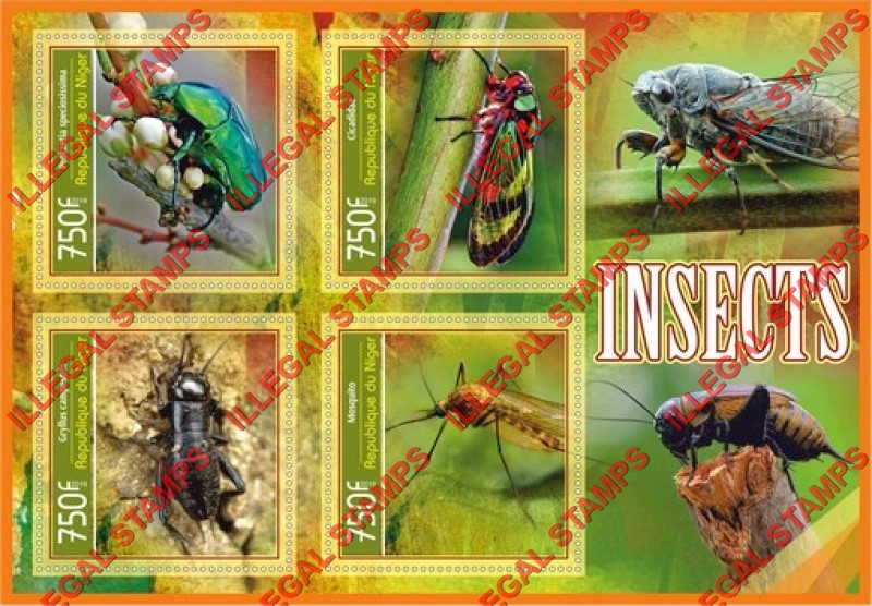 Niger 2019 Insects Illegal Stamp Souvenir Sheet of 4
